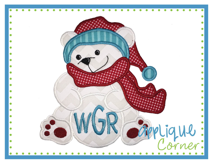 Polar Bear with Snowball Applique Design