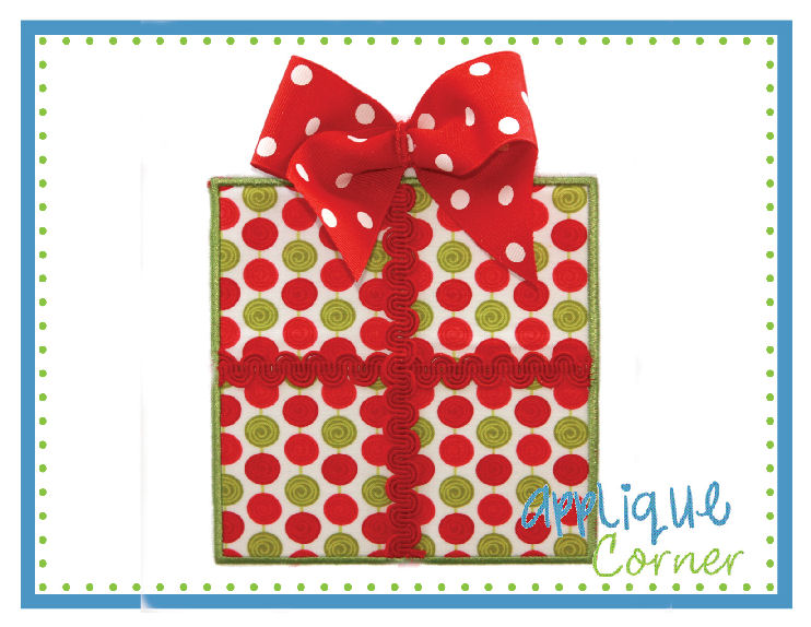 Present with Rick Rack Square Applique Design