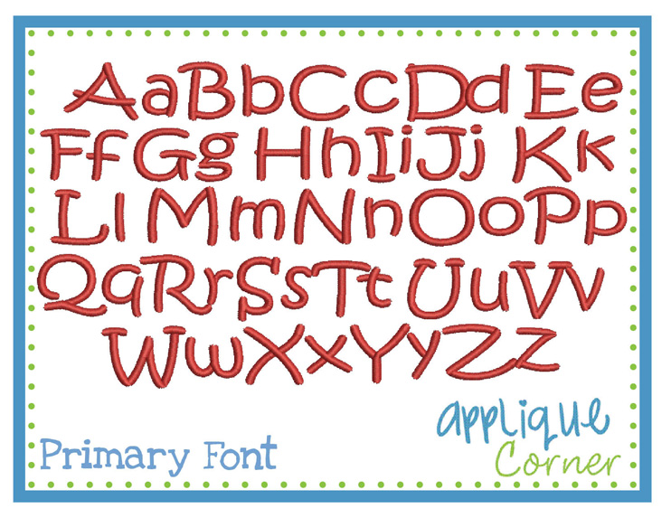 Primary Embroidery Font
