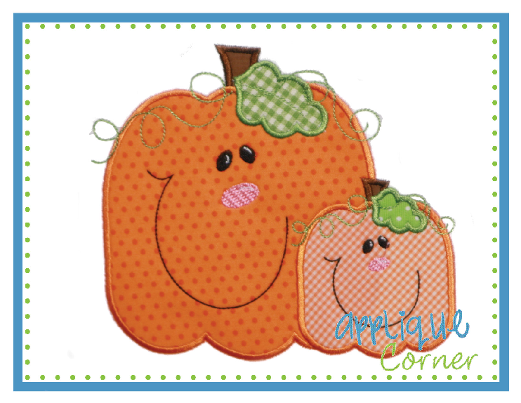 Pumpkin Smiley Duo Applique Deisgn