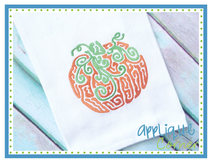 Pumpkin Fall Swirl Embroidery Design