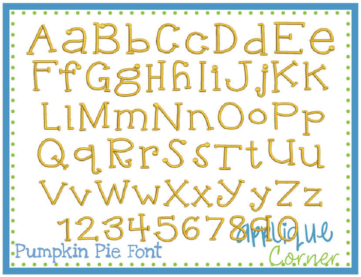 Pumpkin Pie Embroidery Font