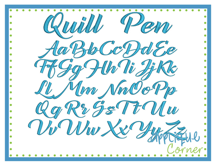 Quill Pen Embroidery Font
