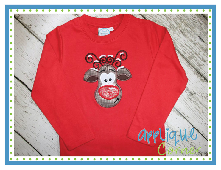 Reindeer Boy with Snow Applique Design