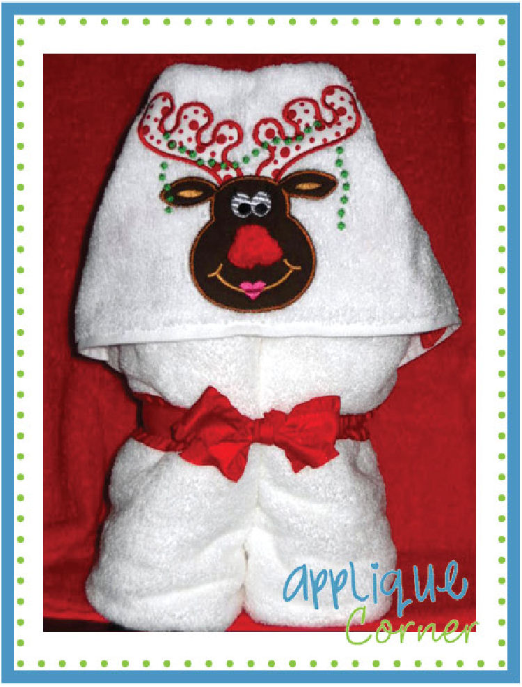 Reindeer with Pearls Nose Hooded Towel Design