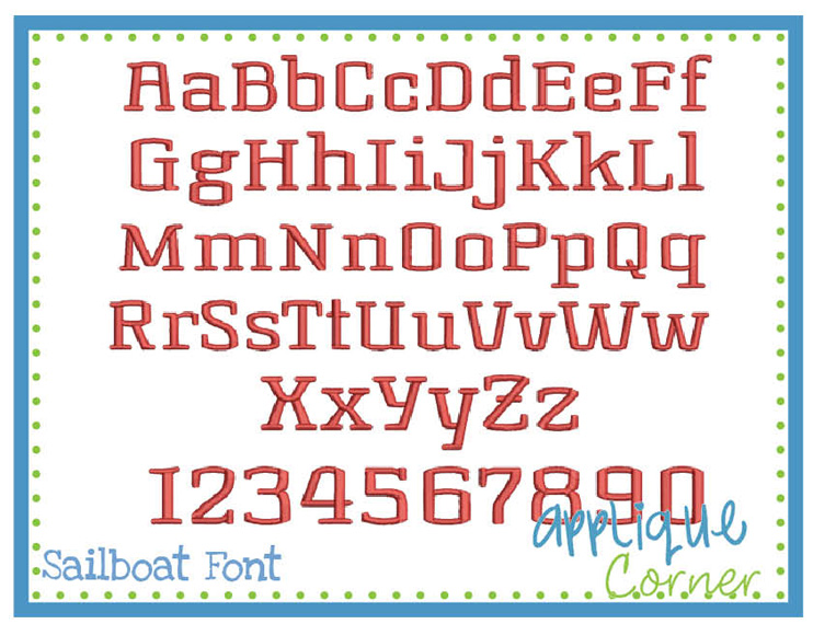Sailboats Embroidery Font
