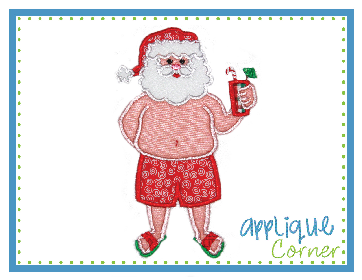 Santa Beach Vacation Applique Design