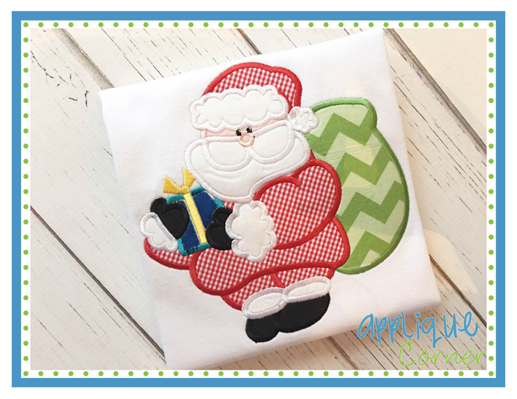 Santa with Bag and Present Applique Design