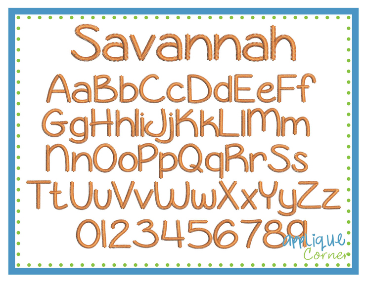 Savannah Embroidery Font