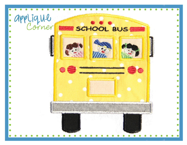 School Bus Back Applique Design
