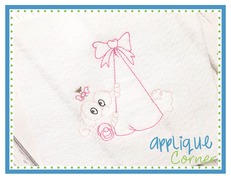 Sketch Baby Girl Gift Embroidery Design