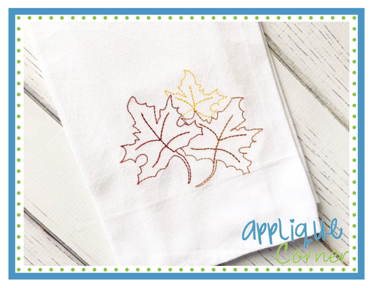 Sketch Oak Leaves Embroidery Design