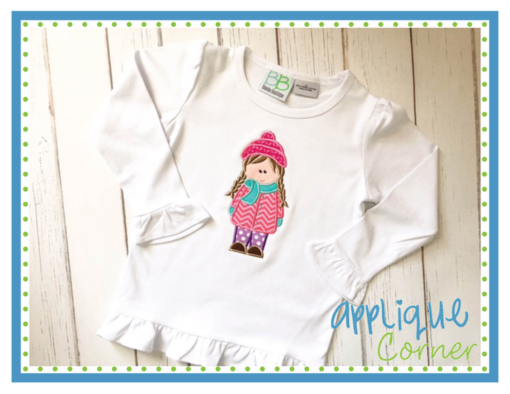 Snow Day Girl 3D Hair Applique Design