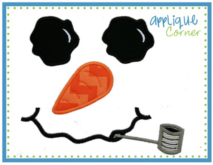 Snowman Face Pipe Applique Design