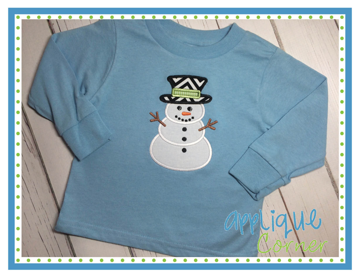 Snowman Simple with Top Hat Applique Design