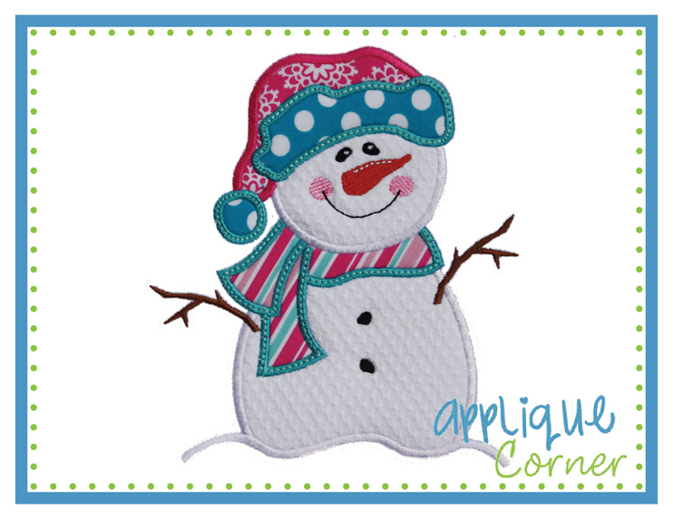 Snowman with Stick Arms Applique Design