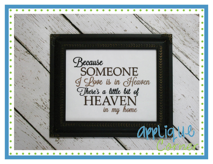 Someone I Love In Heaven Embroidery Design
