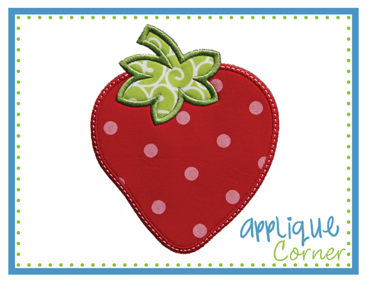 Strawberry with Stem Applique Design