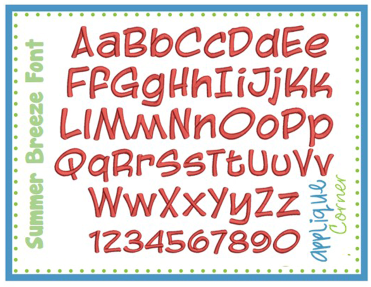 Summer Breeze Embroidery Font
