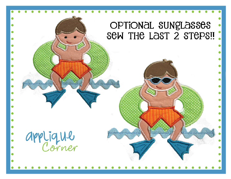Swim Float Boy Applique Design