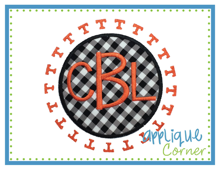 T Filled Border Patch Applique Design