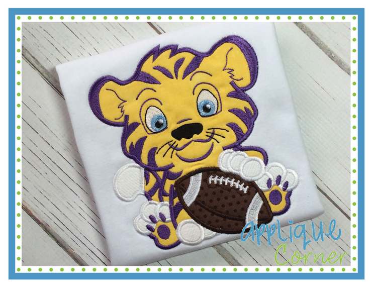 Tiger Baby Boy Football Stripes Applique Design