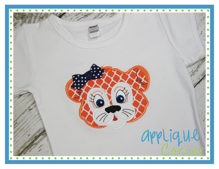 Tiger Baby Girl Face Applique Design