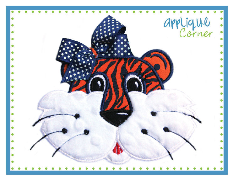 Tiger Face Girl Applique Design