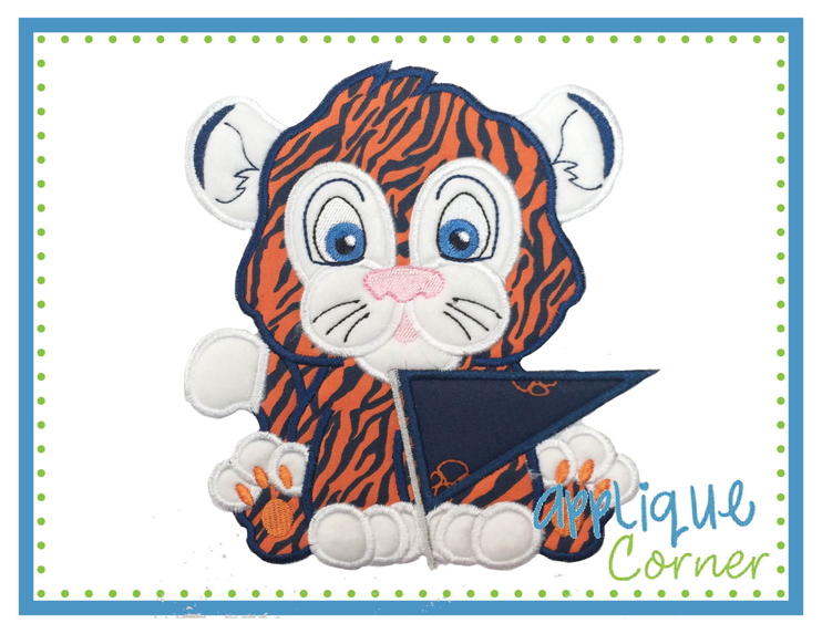 Tiger Baby Boy Pennant Applique Design