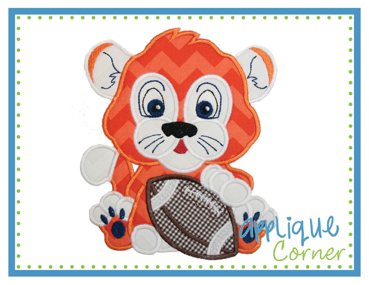 Tiger Baby Boy Football Applique Design