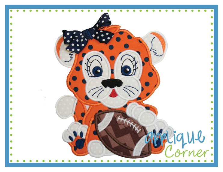 Tiger Baby Girl with Football Applique Design