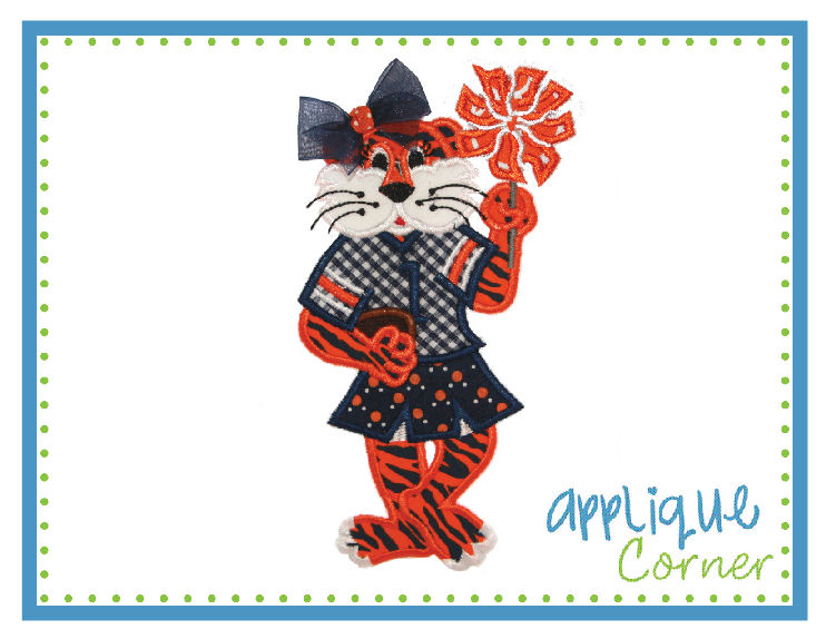 Tiger Girl Standing  Applique Design