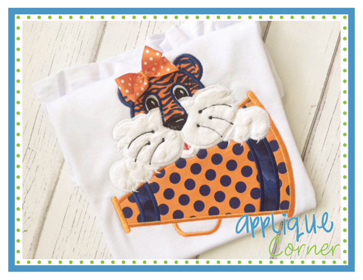 Tiger on Megaphone Girl Applique Design
