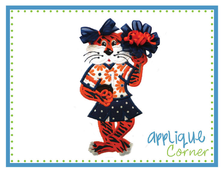 Tiger Girl 3D Standing  Applique Design