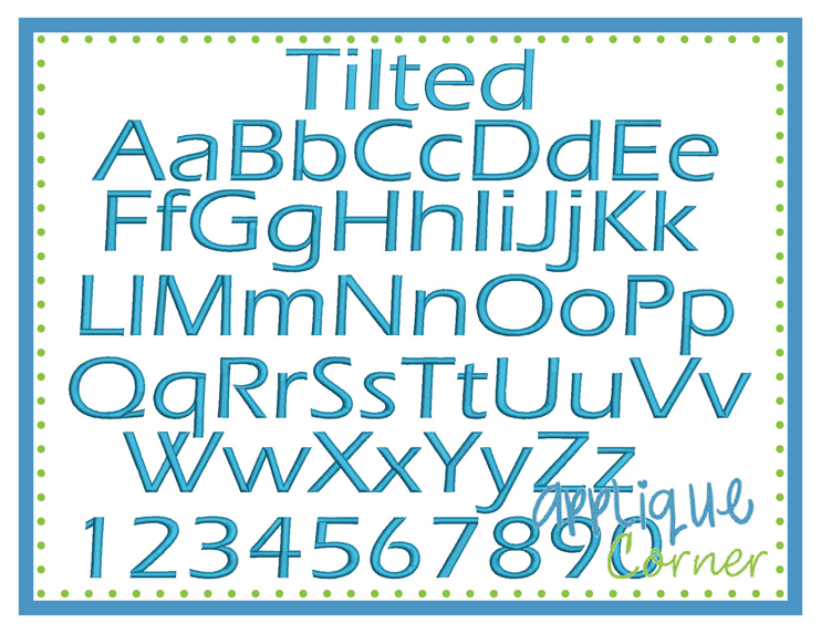 Tilted Embroidery Font