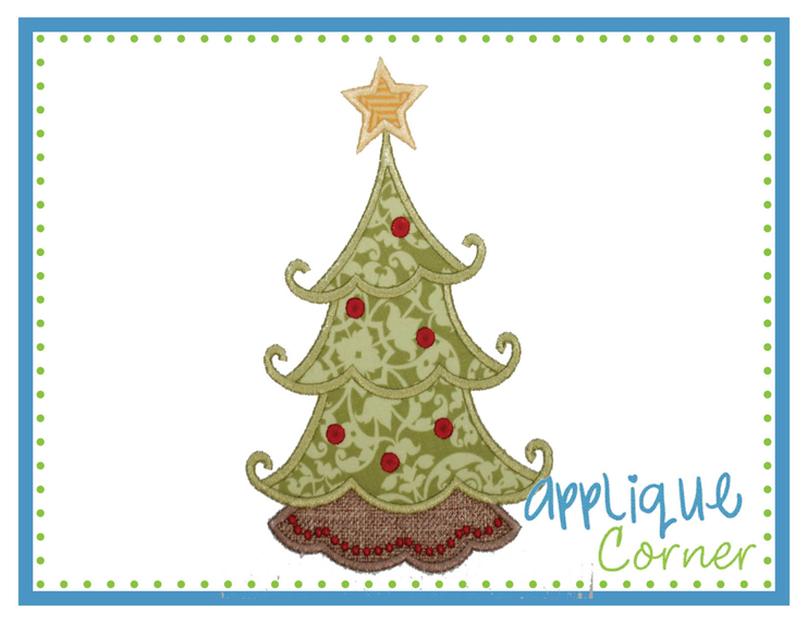 Christmas Tree Curly Tip Applique Design