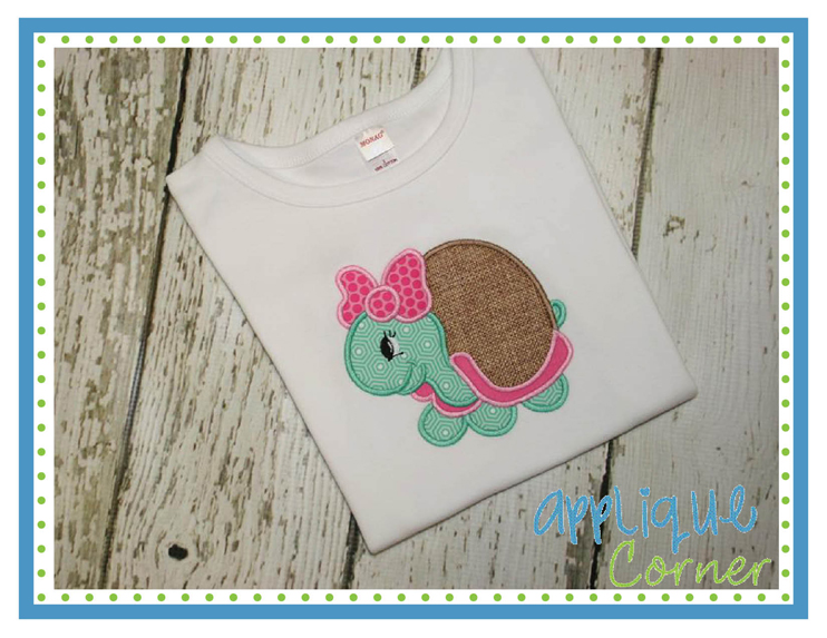 Turtle Girie Bow Applique Design