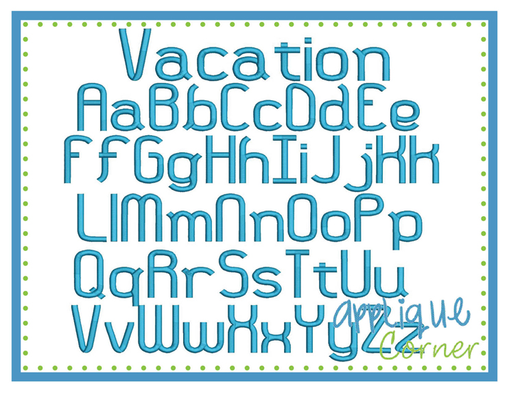 Vacation Embroidery Font