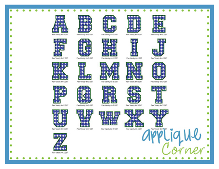 Varsity Font Filled with Paw Prints Embroidery Design