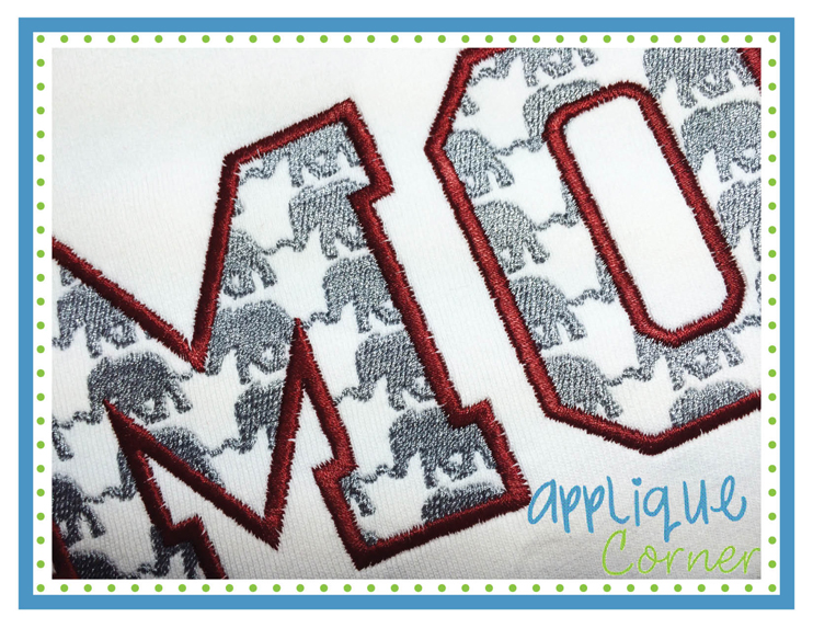 Varsity Elephant Filled Embroidery Design