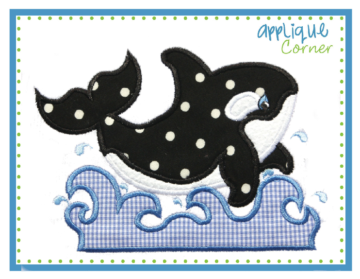 Whale Applique Design with Water Applique Design