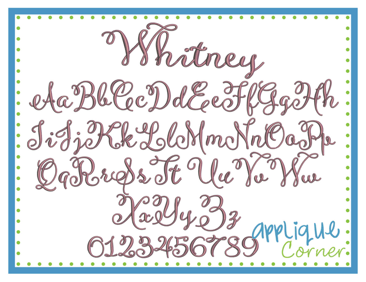 Whitney Embroidery Font