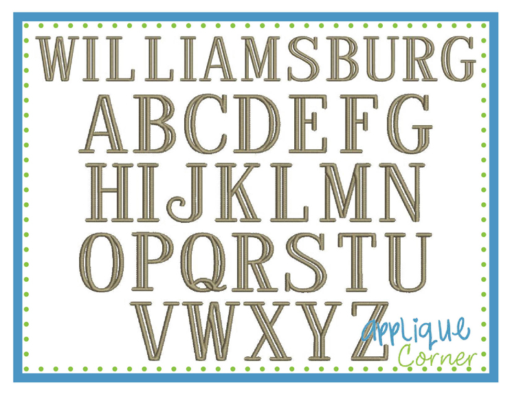 Williamsburg Embroidery Font