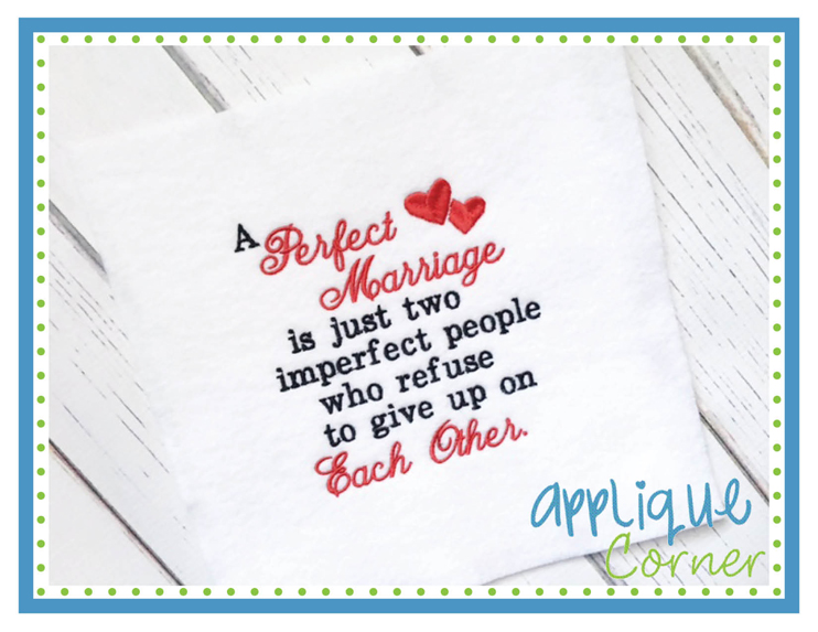 A Perfect Marriage Embroidery Design