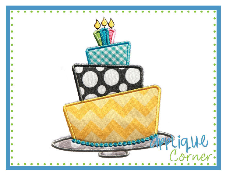 Birthday Cake Tilted Applique Design