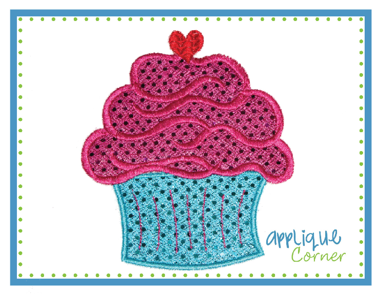 Cupcake Heart Applique Design