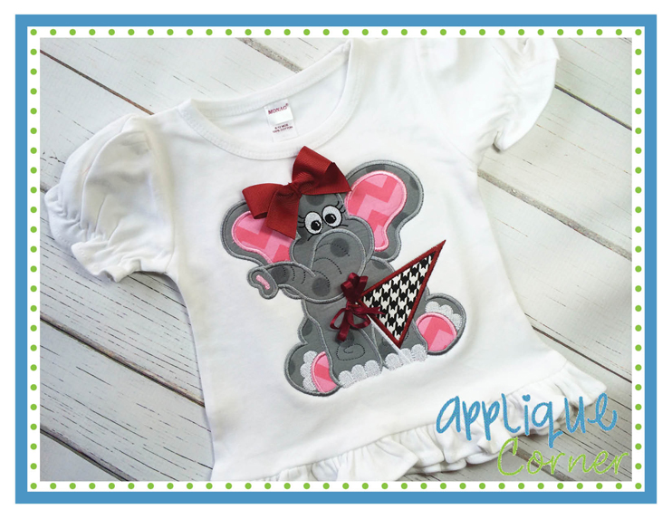 Elephant Baby Girl with Pennant Applique Design