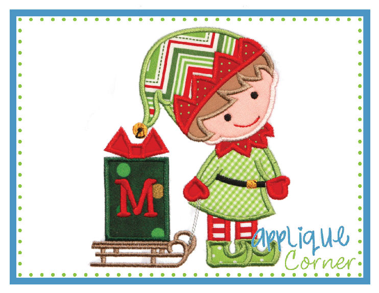Christmas Elf Boy Present Font Applique Design