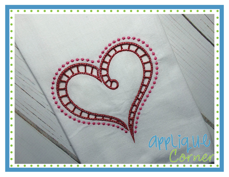 Heart with Beading Cutwork Embroidery Design