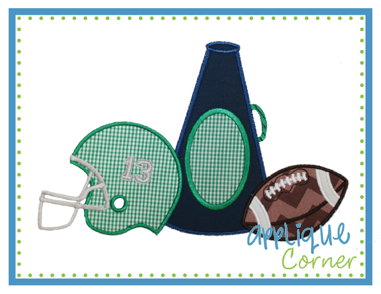 Megaphone Helmet Football Applique Design